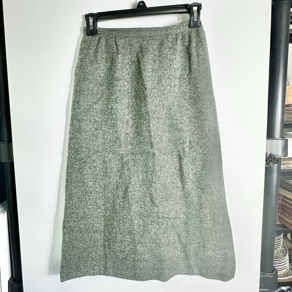 Vintage JG Hook Womens Size 4 (24") Green Wool Midi Skirt USA Pockets *READ